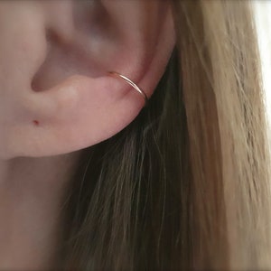 Ear Cuff Minimalist Rose Gold Filled // earcuff, piercing ring fake, piercing ear fake, ear clamp, ear cuff rose gold, helix cuff image 2