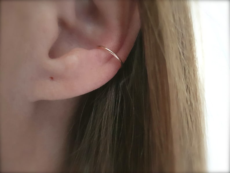 Ear Cuff Minimalist Rose Gold Filled // earcuff, piercing ring fake, piercing ear fake, ear clamp, ear cuff rose gold, helix cuff image 2