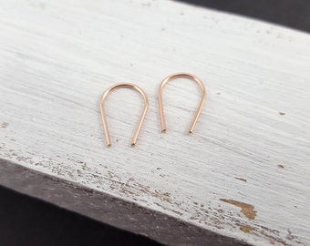 Earrings "Minimalist" M - 585 Red Gold or Rosé Gold Filled ) = sustainable earrings, simple hoop earrings, horseshoe earrings, open earrings