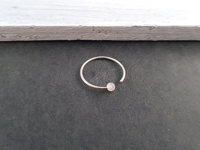 offener Ring 925 Silber Jewels ROSAQUARZ // minimalistischer Ring, schmaler Ring mit Perle, Ring mit Edelstein, Echtsilber, Rosenquarz Bild 1