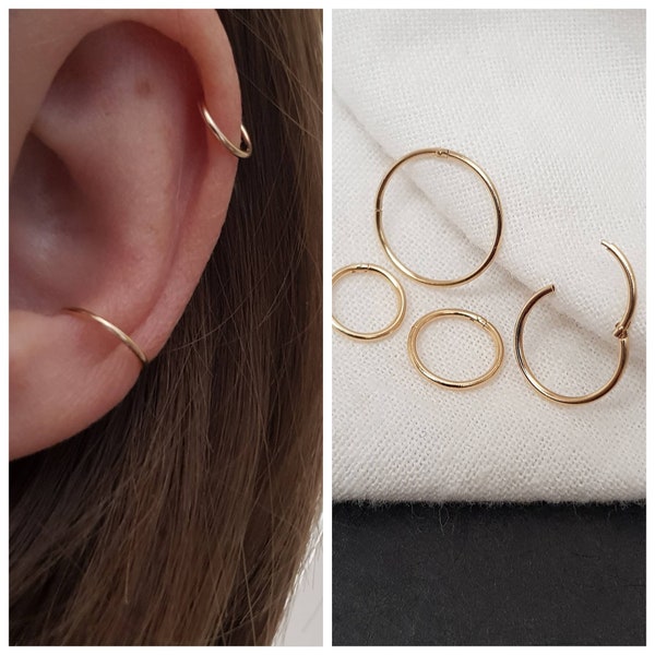 Echtgold Clicker Piercing Ring "Minimalist" 585 Gold, 14K solid Gold, Helix, Klappsegment Piercingring, Ohrring, Hoop, Nasenring, Scharnier