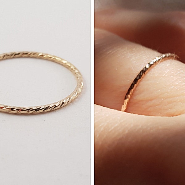 Ring "Sparkle" Gold Filled 1mm // zarter Ring, funkelnder Ring, Ring Gold, Stapelring, schmaler Ring, Ring minimalistisch, filigraner Ring