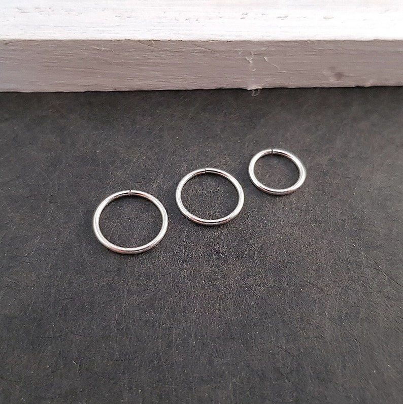 Piercing ring Minimalist 925 silver // recycled silver, fair jewelry, hoops, piercing ear, piercing conch, helix, nose ring, piercing image 2