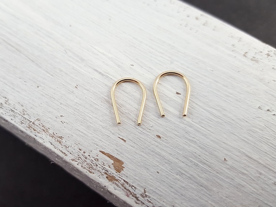 Ohrringe "Minimalist" XS - 585 Gold oder 14K Gold Filled / minimalistische Ohrringe, Bogenohrringe Gold, offene Creolen, Huggie