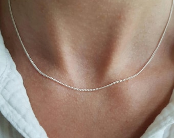 925 sterling zilveren halsketting, fijne zilveren halsketting voor dames, laagjesketting, halsketting zonder hanger, zilveren ketting, delicate halsketting, choker, schakelketting