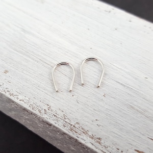 Pendientes minimalistas de plata de ley 925 XS - Pendientes de lazo, pendientes colgantes abiertos, pendientes minimalistas, herradura, pendientes de aro