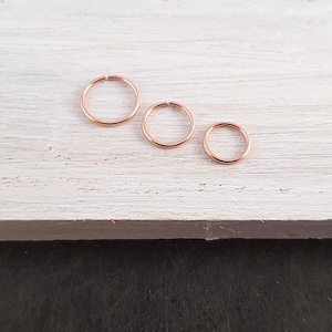 Piercing Ring "Minimalist" Rose Gold Filled / Piercingring, Helix Ring, Hoop Ohrring, hoops, small hoops, Septum, Nasenring, Endlos Creole