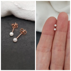 tiny pearl earrings AKOYA / Rosegold Filled, pearl stud earrings, piercing ear, conch, helix, sustainable jewelry, tragus, small earrings