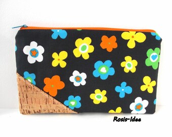 Federmäppchen Kosmetiktasche Blumen retro