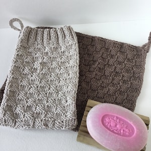 Cotton Washcloth Baby Washcloth and Wash Mitt Knitted in Set