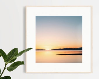 Pastel Sunset Beach Photograph Art Print | Square Sunset Art Printable | Minimalist Landscape Photograph