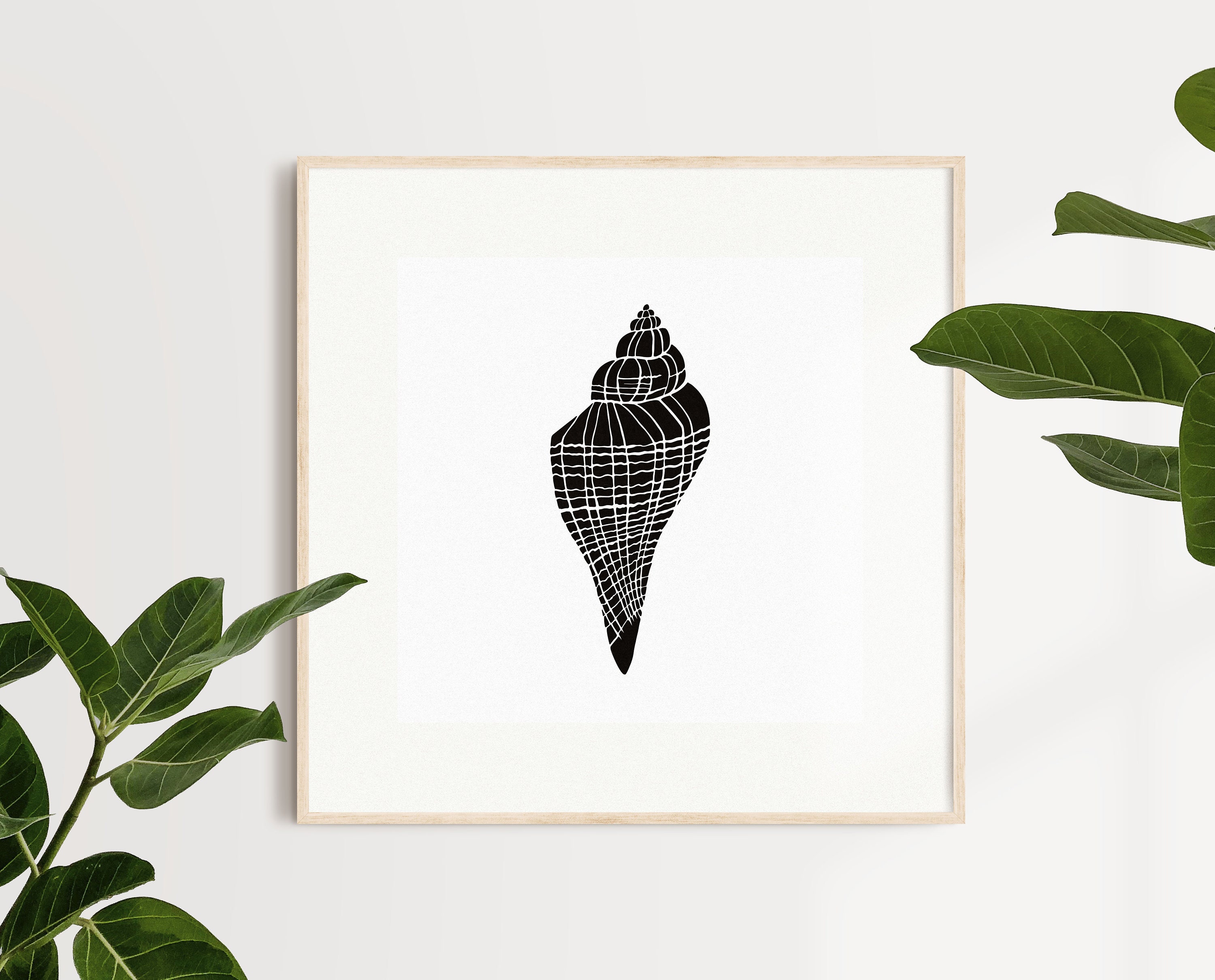 Seashell Coastal Art Printable Black and White | Wall Decor for Beach ...