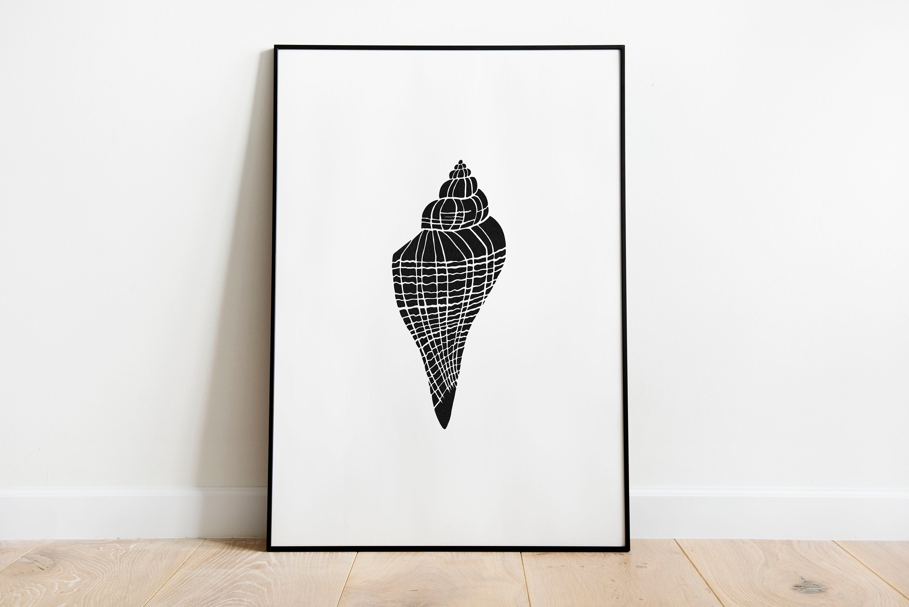 Seashell Coastal Art Printable Black and White | Wall Decor for Beach ...