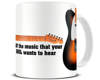 Gifts for Musicians - Play the Music Quote - Guitar Mug - Blues Music - MG453