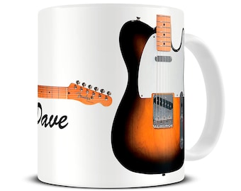 Personalized Telecaster Guitar Coffee Mug - Custom Guitar Mug - Dad Mug - Gift for Musician - Guitar Player Gifts - Guitarist - MG215