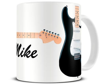 Guitar Mug - Personalized Stratocaster Guitar Coffee Mug - Dad Mug - Father's Day Mug - Gift for Guitarist - Gift for Musician - MG210