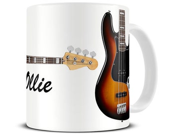 Personalized Jazz Bass Guitar Coffee Mug - Gift for Dad - Bass Guitar Mug - Gift for Musician - Custom Guitar Mug - Music Gift - MG211