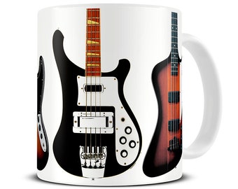 Bass Guitar Collection Coffee Mug - Gift for Dad - Brother Gift - Bass Guitarist Gift - Bass Guitar Mug - Musician Gift - Music Gift - MG295