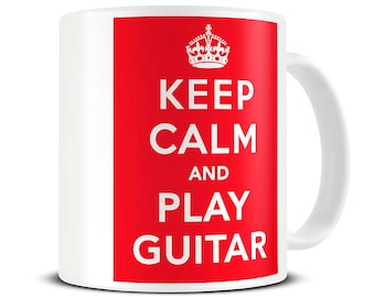 Guitar Mug - Keep Calm and Play Guitar Coffee Mug - gift for dad - brother gift - gift for guitarist - musician gifts - MG033