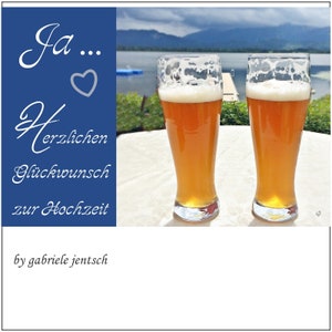 Karte  Hochzeit Lebenspartnerschaft Hochzeitskarte blau Bier bayerisch Berge handmade handgemacht personalisierbar individualisierbar
