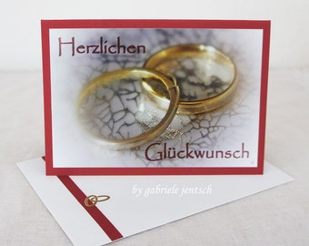 Hochzeitskarte Glückwunschkart Karte  Hochzeit Vermählung Eheringe