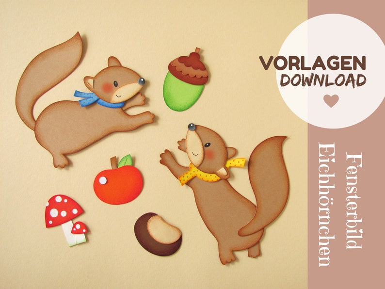 Download Vorlage Fensterbild Eichhörnchen zum Selberbasteln | Etsy