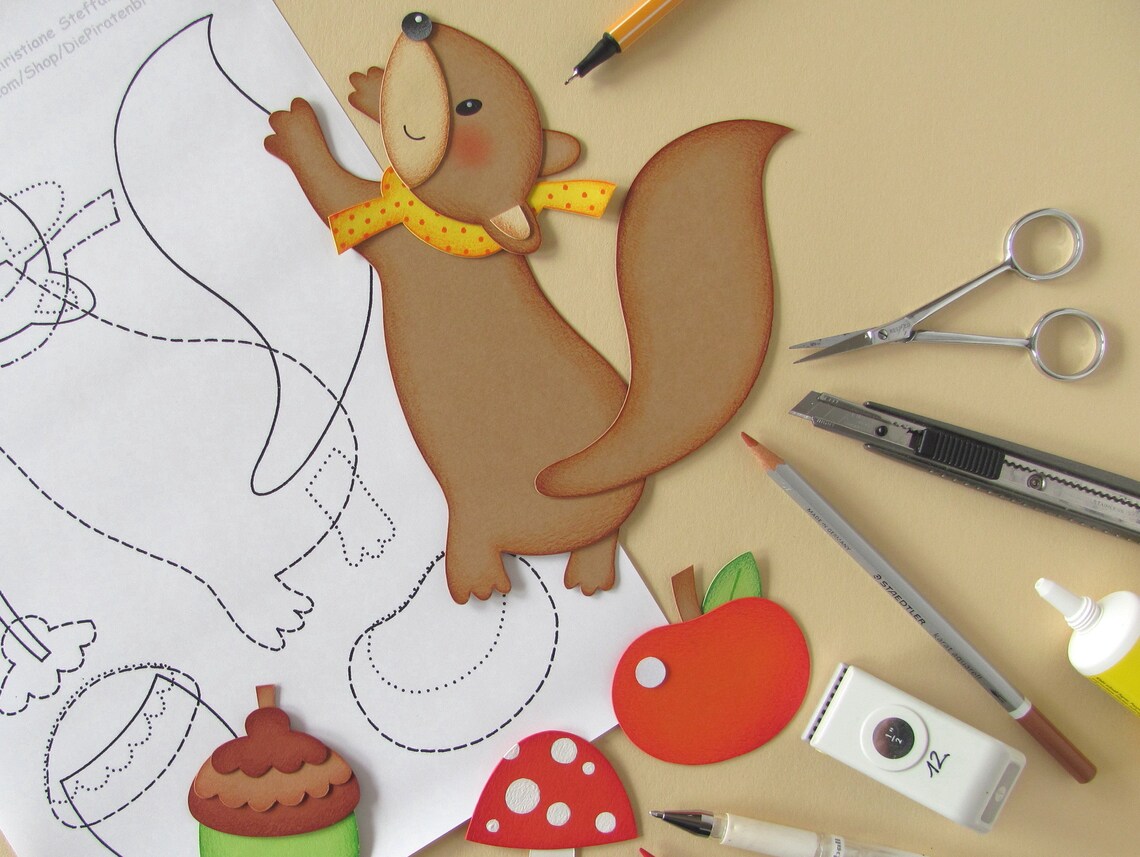 Download Vorlage Fensterbild Eichhörnchen zum Selberbasteln | Etsy