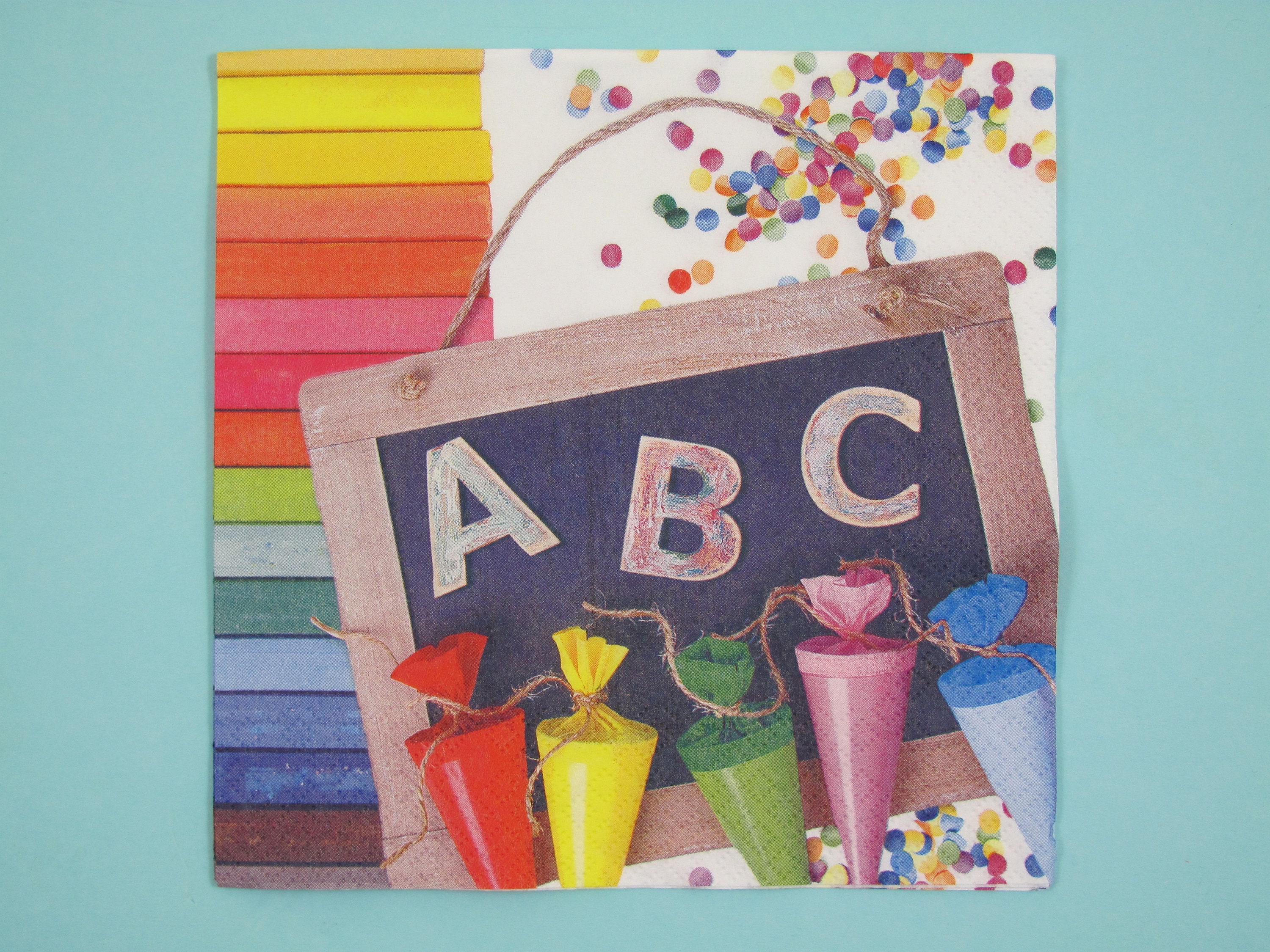 20 Servietten „Schulanfang/Einschulung“ – 33x33 Cm, 3-lagig, Buntes Motiv