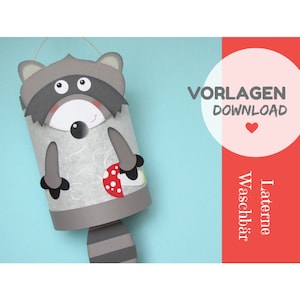 Digital Download Racoon Lantern Craft template
