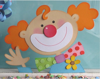 Fensterbild Clown, Fensterdeko Clown, Zirkus, Fasching, Karneval, Fastnacht, Fensterbild Fasching