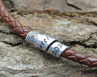 Custom Hand Stamped leather scroll necklace secret message