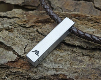 wave aluminum bar necklace personalised gift men