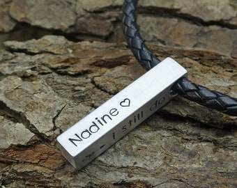 compass aluminum bar necklace personalised gift men