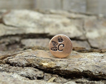 10mm custom hand stamped copper Lapel pin brooch Intitial