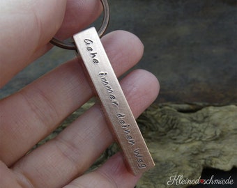 Custom hand stamped Copper Bar Keychain confirmation gift
