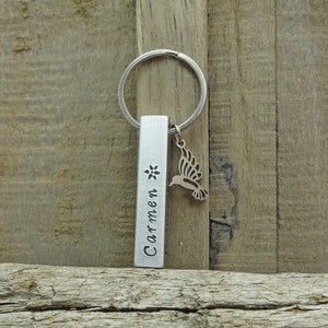 Chaveiro de barra 10º aniversário de casamento presente de gravura de beija-flor personalizado