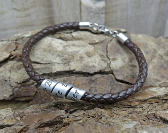 Custom handstamped braided leather bracelet hidden message
