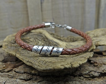 Custom handstamped braided leather bracelet hidden message