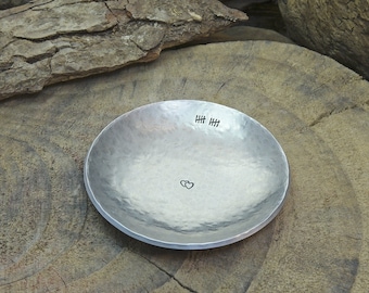 Hand forged aluminum bowl baptism gift