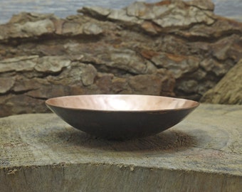 Handmade ring dish made of copper with black patina. Unique piece