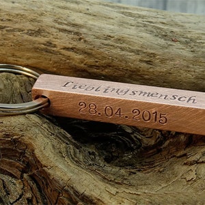 Custom hand stamped personalised Copper Bar keychain image 2