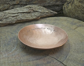 Hand forged copper bowl 7th anniversary gift tally marks