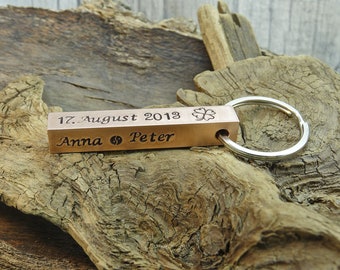 Custom hand stamped Copper Bar Keychain personalised gift