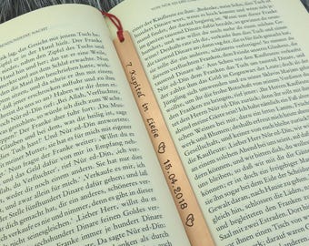 Lesezeichen Kupfer 7. Hochzeitstag personalisiert