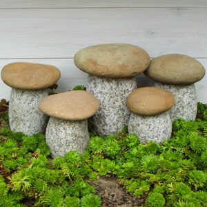 Dekofigur Gartenpilze aus Granit  Set 5St. Gartendeco Naturstein