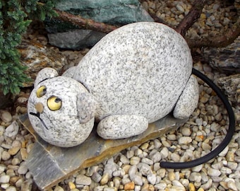 Pallas Katze Manul Gartenfigure aus Granit Garten Geschenk