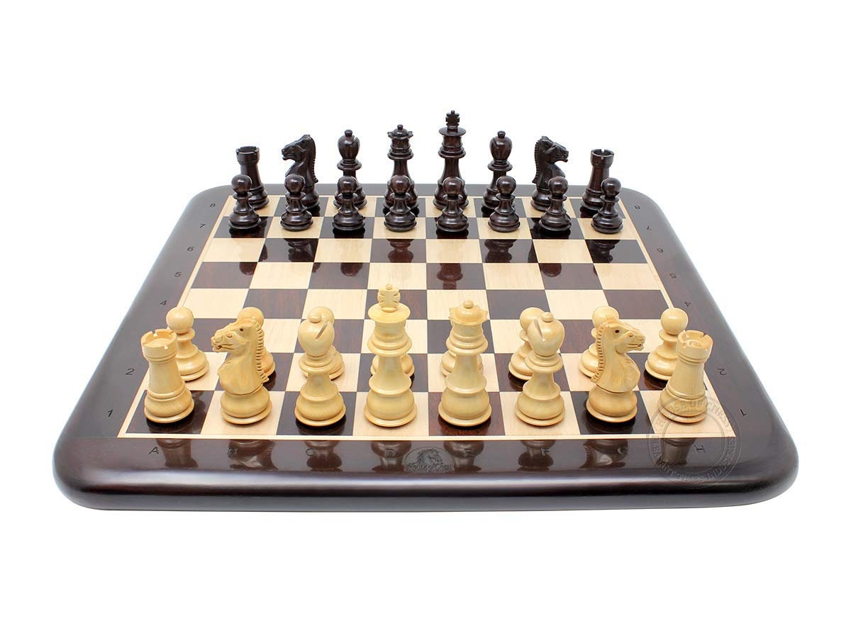  House of Chess - Grand Master Staunton Tournament Chess Set  Pieces - King Size: 3-3/4 (Broad Base) + 2 Extra Queens - Acacia  Wood/Boxwood : Toys & Games