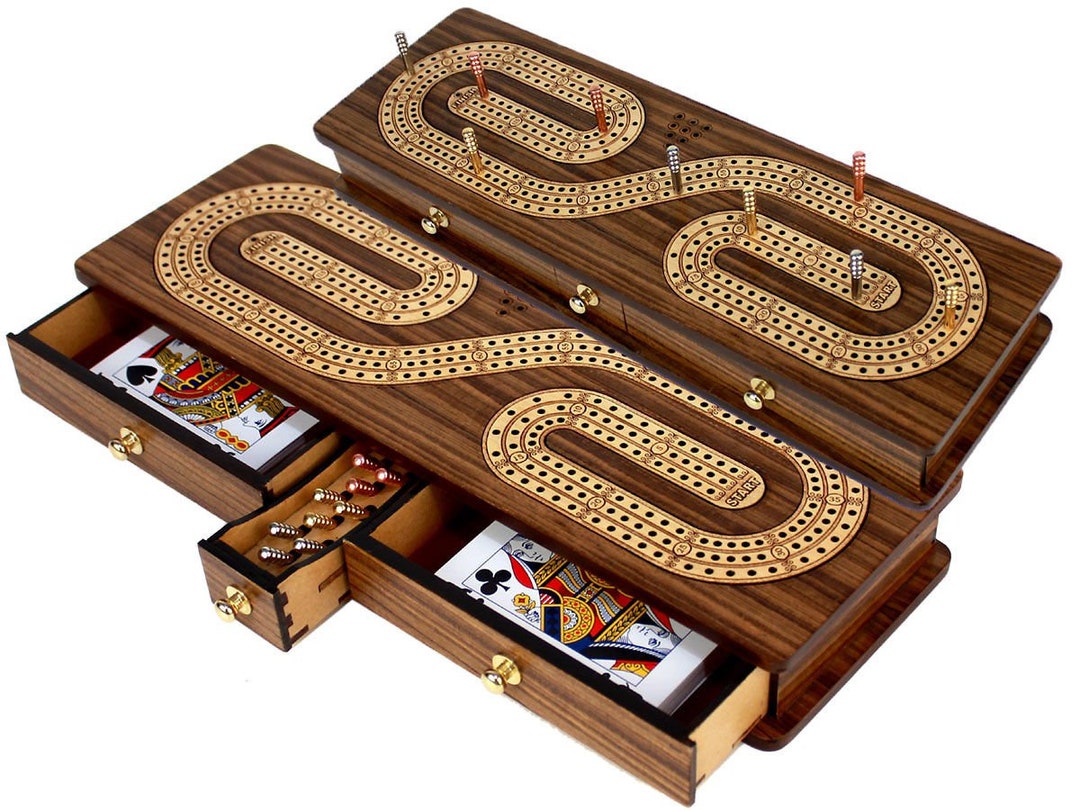 Continuous Cribbage Board Inlaid With Teak Wood / Maple Alphabet S