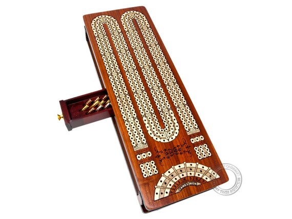 Continuous Cribbage Board Inlaid In Bloodwood Maple 3 Etsy