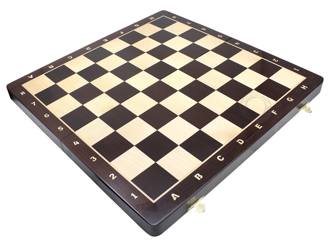 21 Folding Chess Board in Wenge Wood With Inlaid Algebraic Notations
